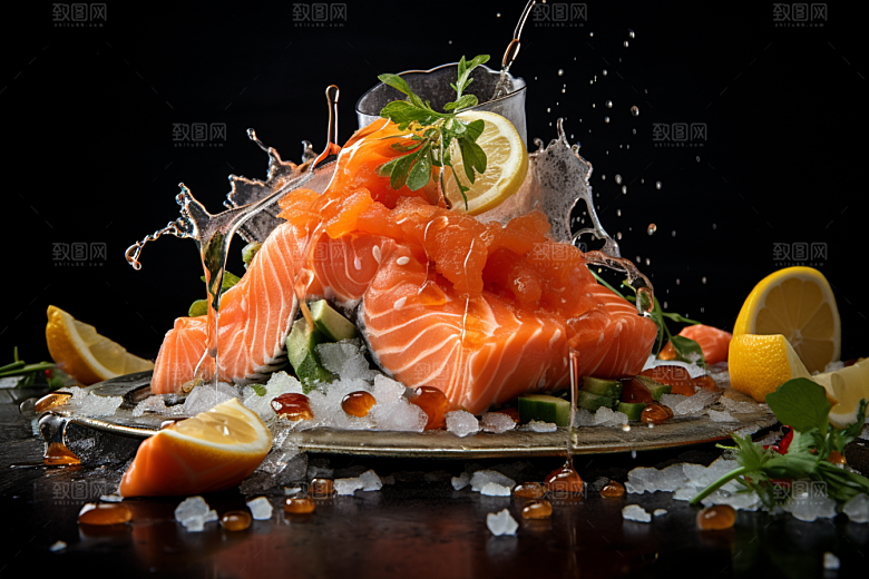 三文鱼美味美食摄影图
