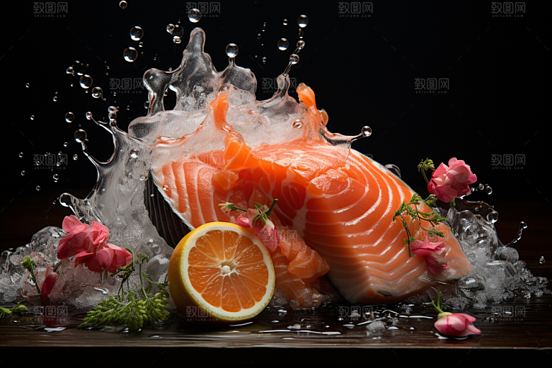 三文鱼日料海鲜摄影图