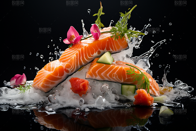 三文鱼日料美食摄影图