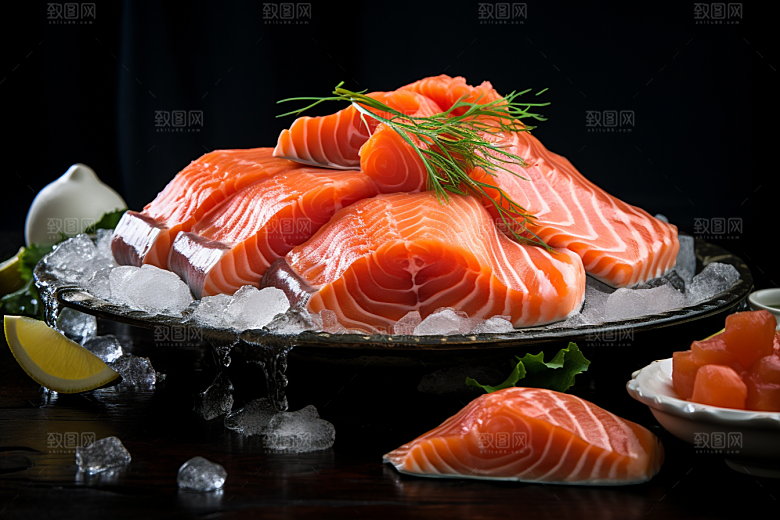 三文鱼美味日料摄影图