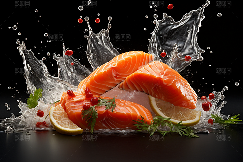 三文鱼日料美食摄影图