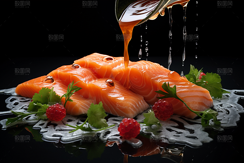 三文鱼美味海鲜摄影图