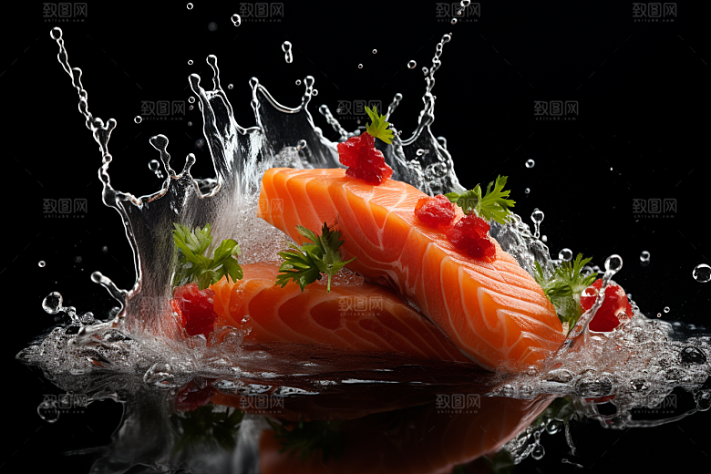 三文鱼鱼肉新鲜摄影图