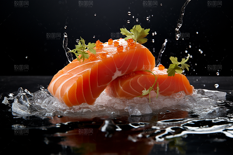 三文鱼鱼肉日料摄影图