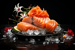 三文鱼鱼肉海鲜摄影图