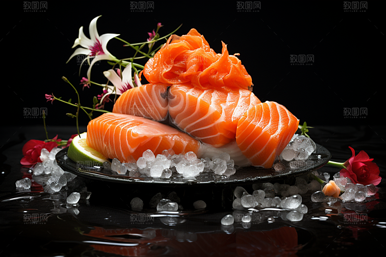 三文鱼鱼肉海鲜摄影图