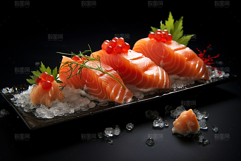 三文鱼美味海鲜摄影图