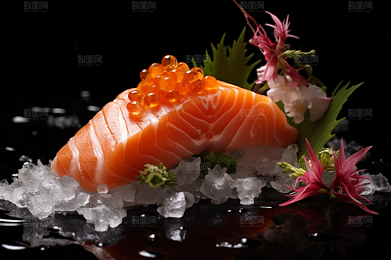 三文鱼美味鱼肉摄影图