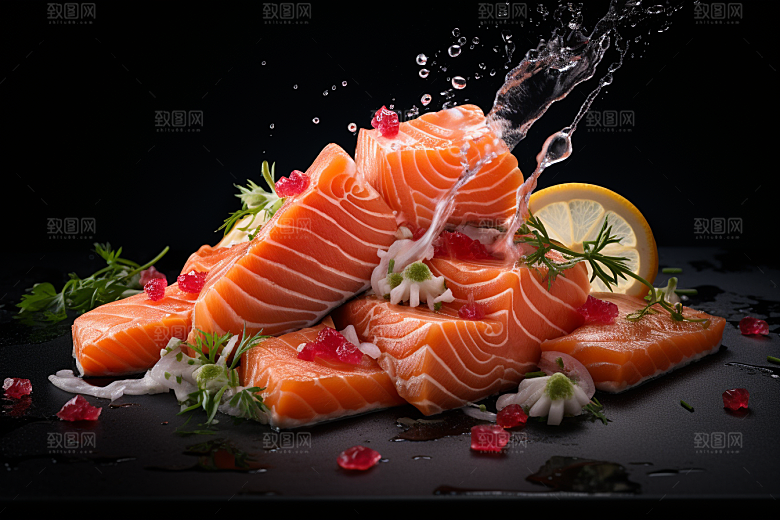 三文鱼美食鱼生摄影图