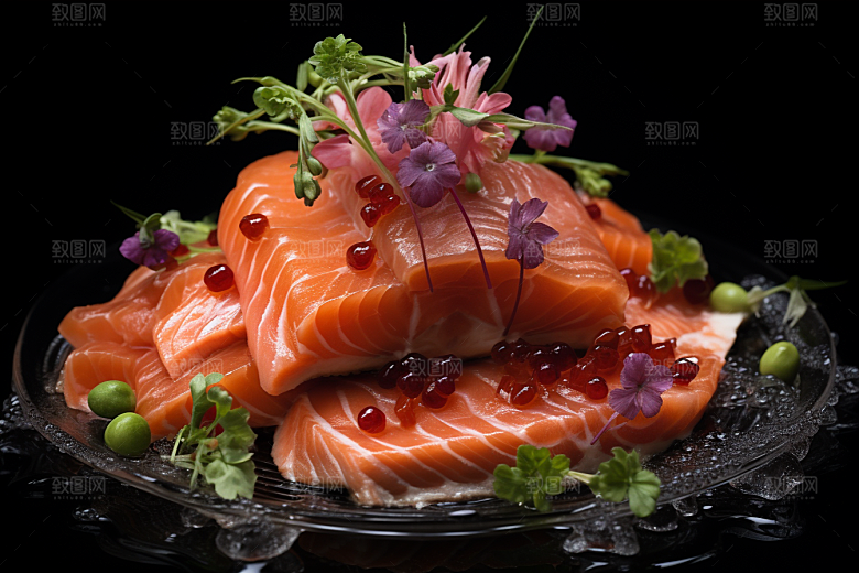三文鱼鱼肉鱼生摄影图