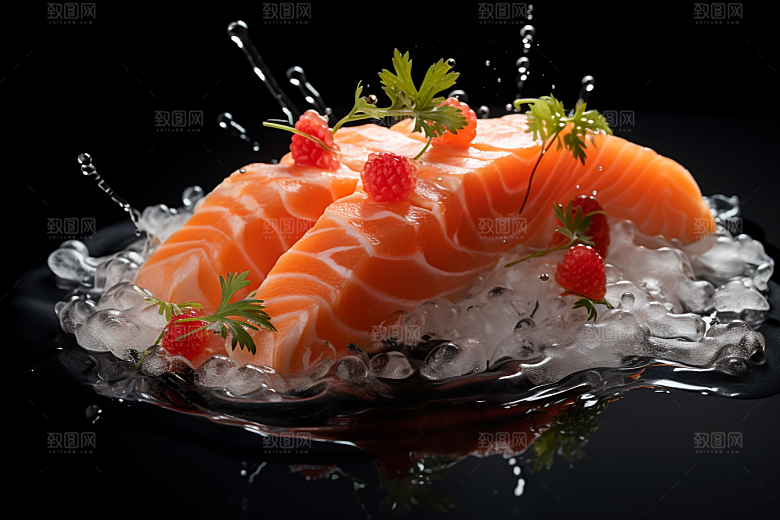 三文鱼海鲜新鲜摄影图
