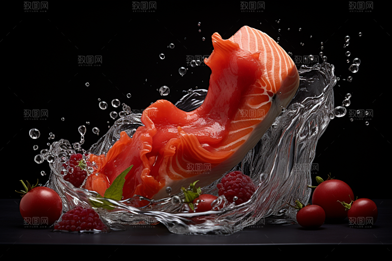 三文鱼生鱼片鱼肉摄影图