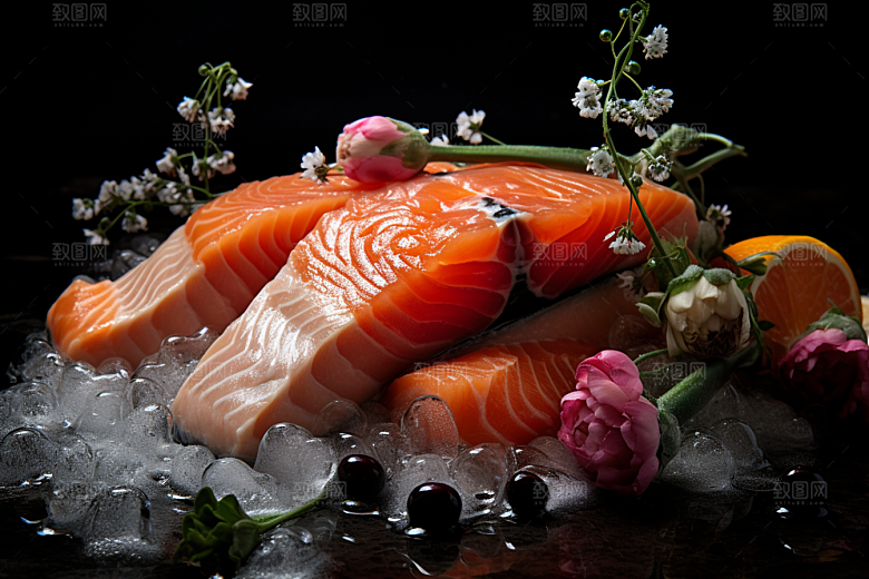 三文鱼美味生鱼片摄影图