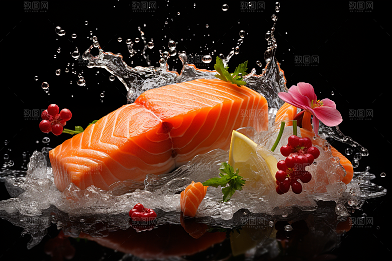 三文鱼日料美食摄影图