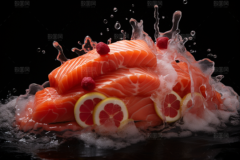 三文鱼海鲜美味摄影图