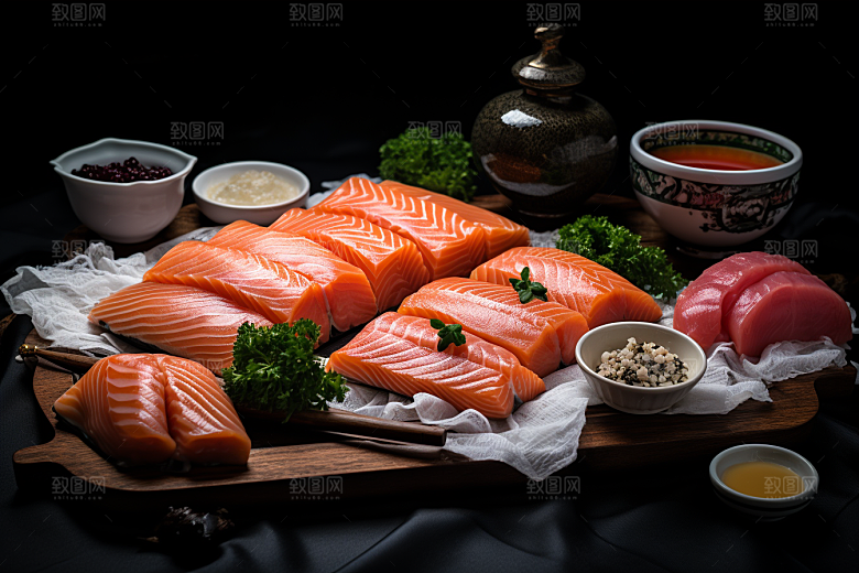 三文鱼高清美食摄影图