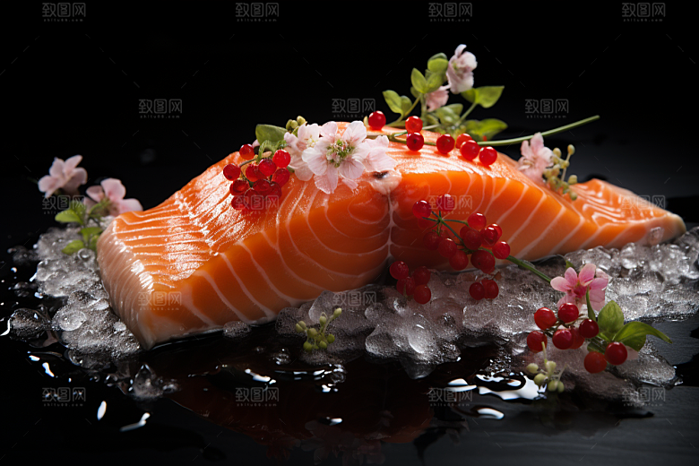 三文鱼生鱼片新鲜摄影图