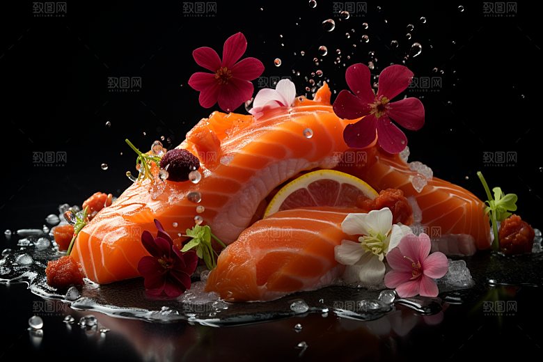 三文鱼高清鱼肉摄影图