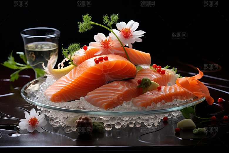 三文鱼美食鱼肉摄影图