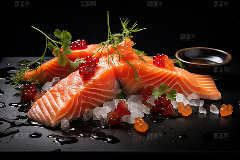 三文鱼日料美食摄影图