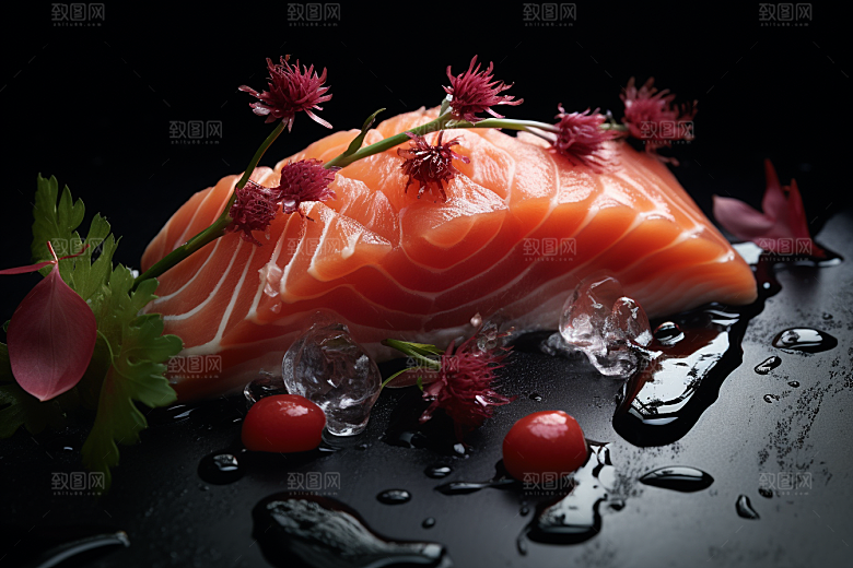 三文鱼美味冰鲜摄影图