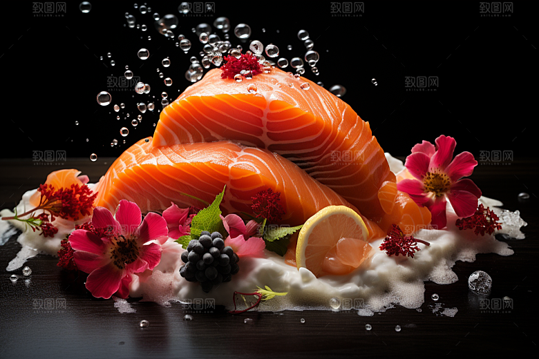 三文鱼美食鱼肉摄影图