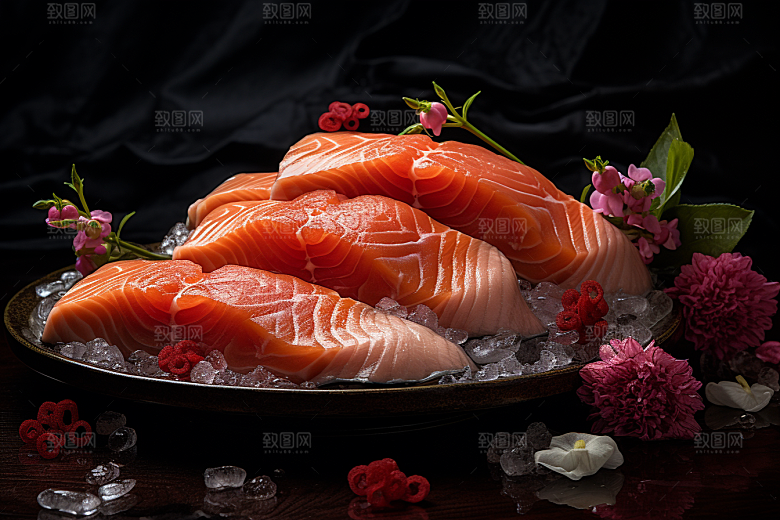 三文鱼日料海鲜摄影图