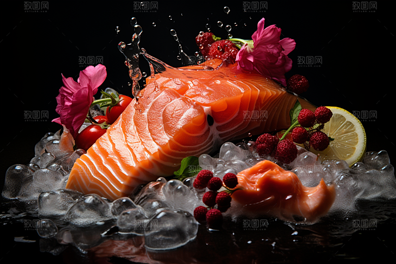 三文鱼日料鱼肉摄影图