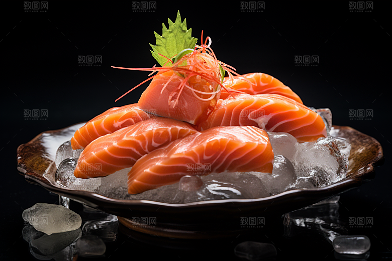 三文鱼美食生鱼片摄影图