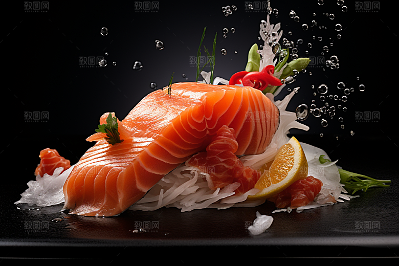 三文鱼美食日料摄影图