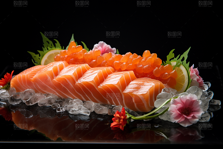 三文鱼新鲜美食摄影图
