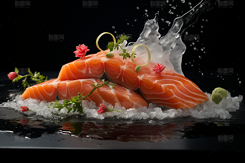 三文鱼海鲜美食摄影图