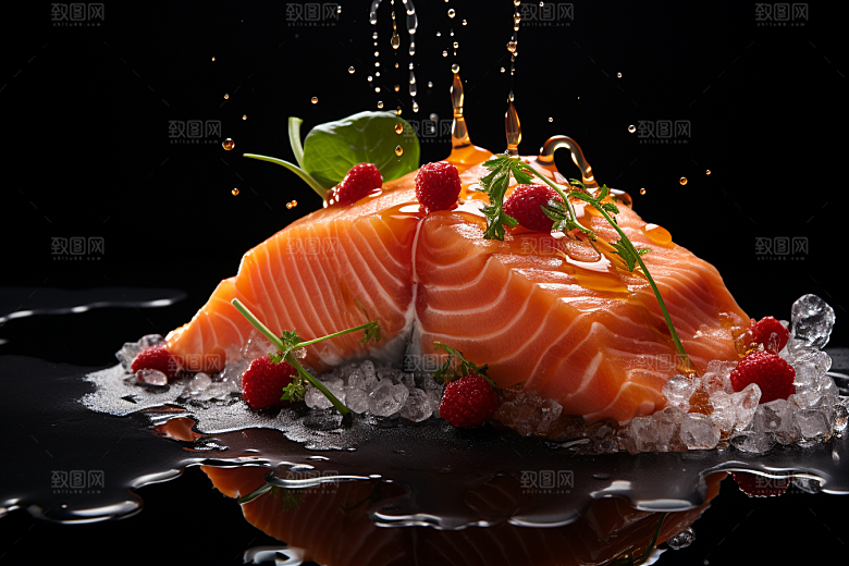 三文鱼美味生鱼片摄影图