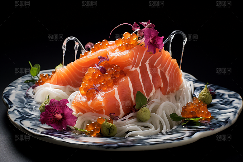 三文鱼日料海鲜摄影图
