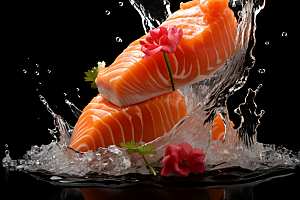三文鱼美食海鲜摄影图