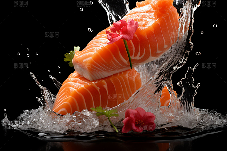 三文鱼美食海鲜摄影图