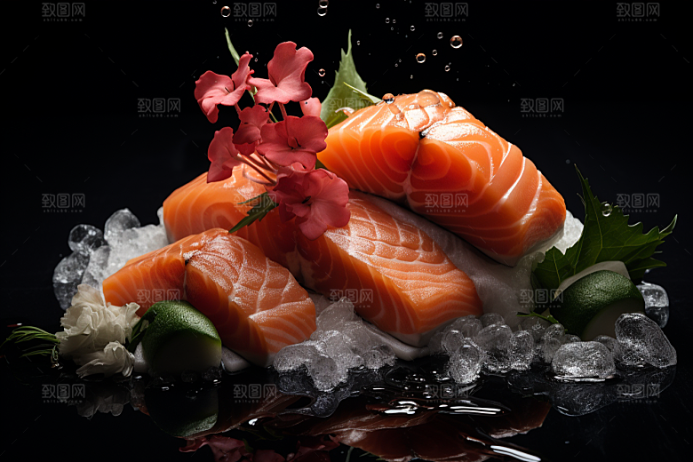 三文鱼美食新鲜摄影图