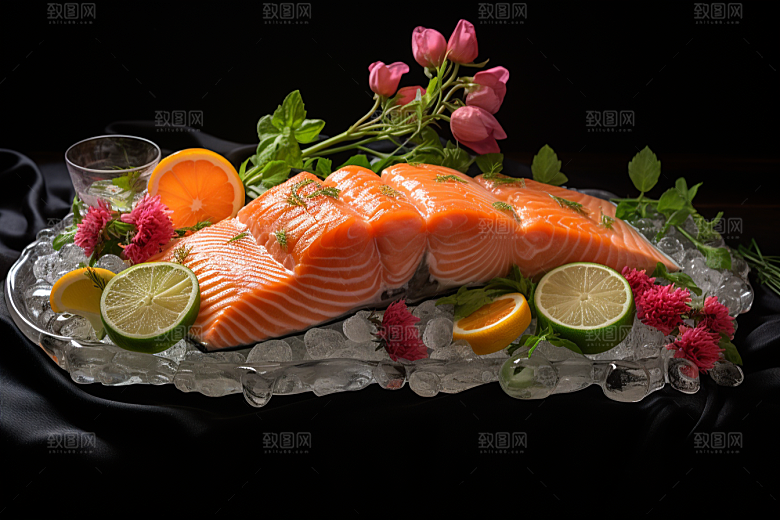 三文鱼日料美食摄影图