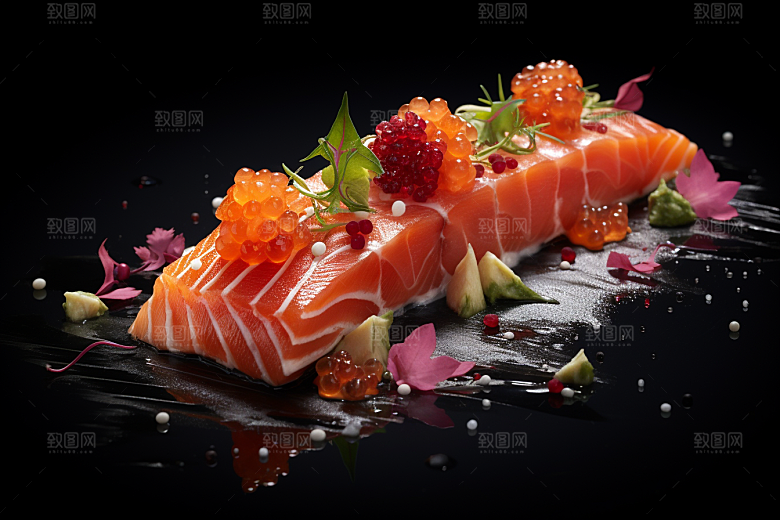 三文鱼美食日料摄影图