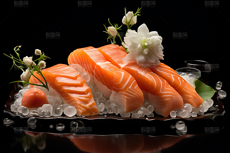 三文鱼美食日料摄影图