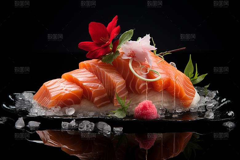 三文鱼海鲜美食摄影图