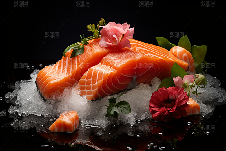 三文鱼美食日料摄影图
