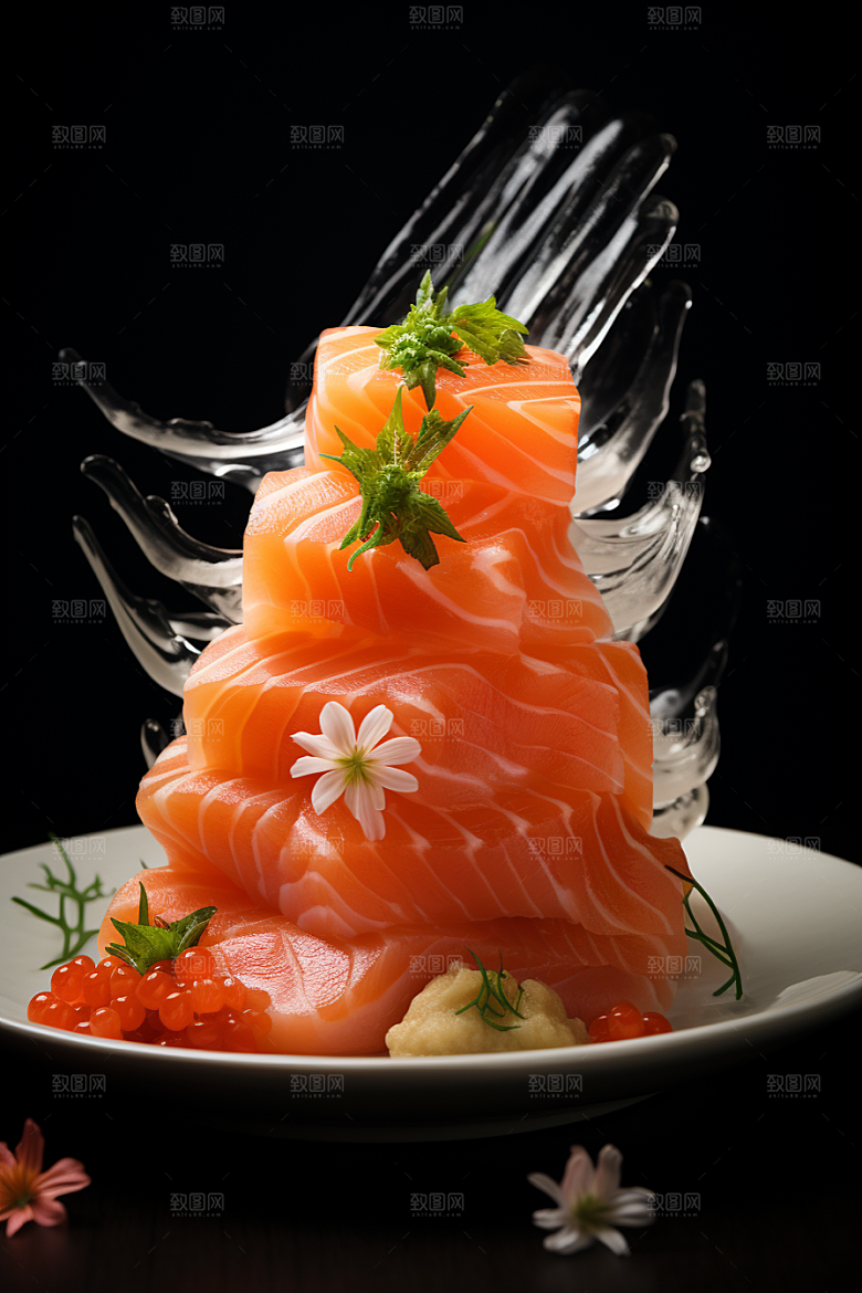 三文鱼鱼肉美味摄影图