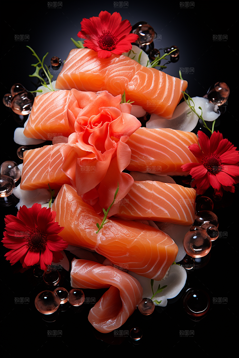 三文鱼海鲜美食摄影图