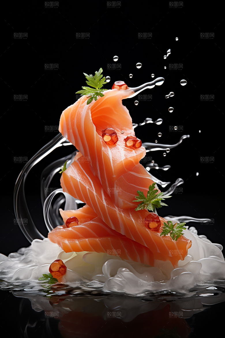 三文鱼鱼肉美味摄影图