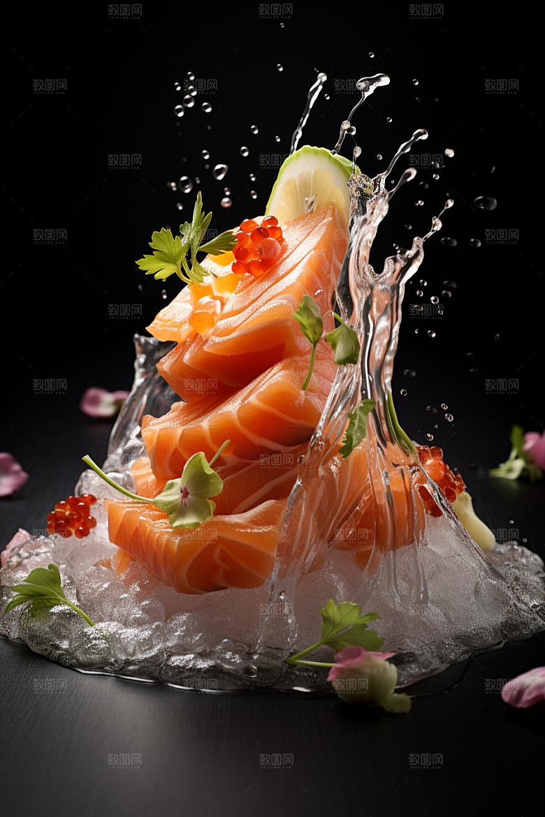 三文鱼鱼肉美味摄影图