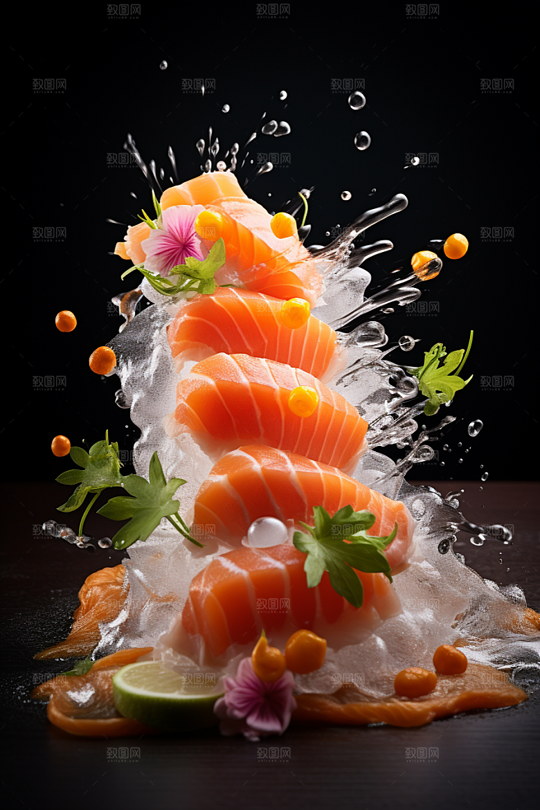 三文鱼美食海鲜摄影图