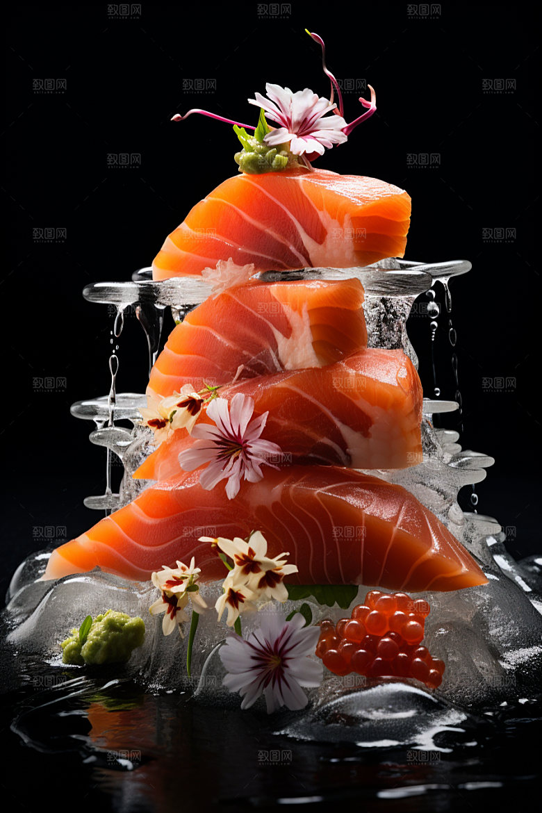 三文鱼美食新鲜摄影图