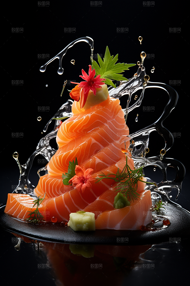 三文鱼美食海鲜摄影图