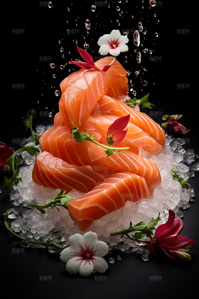 三文鱼美味鱼肉摄影图